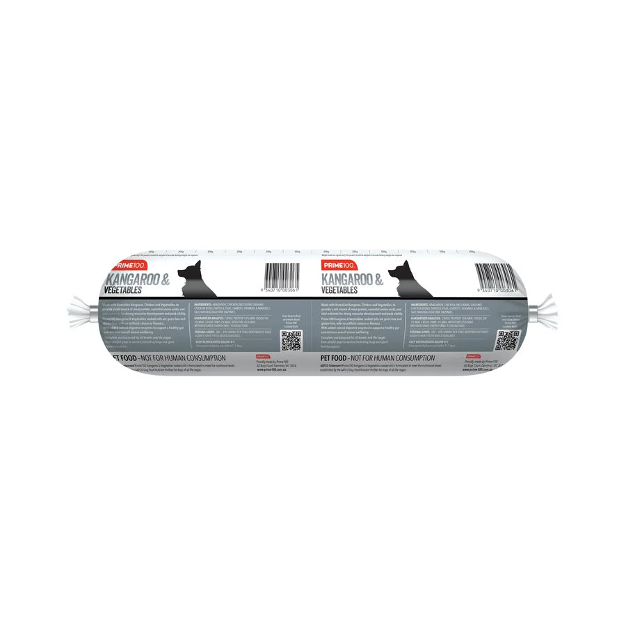 PRIME100 Kangaroo & Vegetables Roll Fresh Dog Food back
