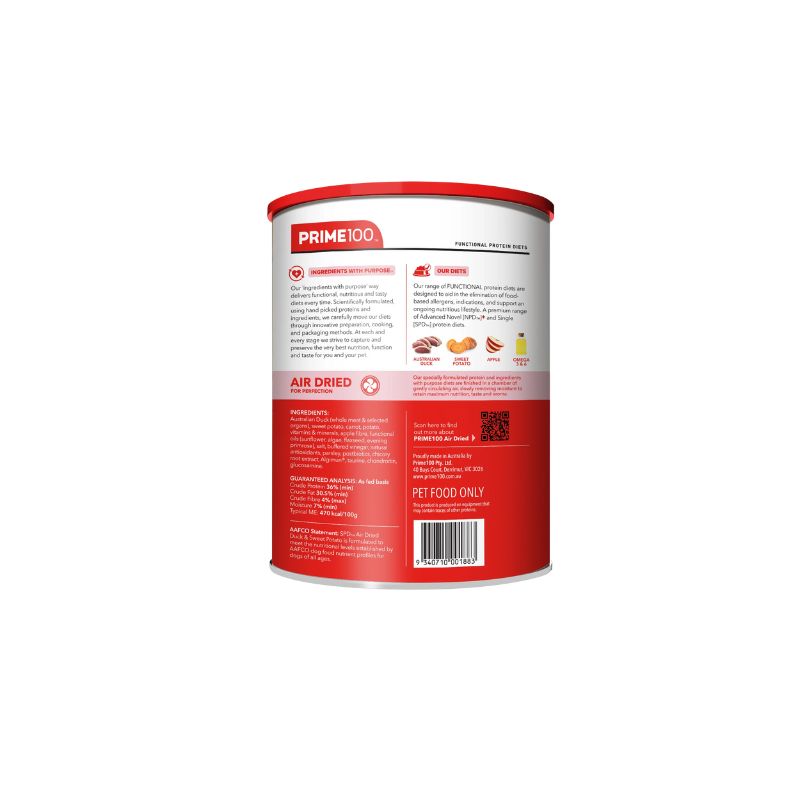 Prime100 SPD Air Dried Duck and Sweet Potato Dry Dog Food