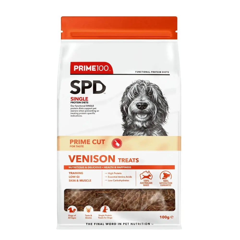 prime100 spd prime cut venison dog treat 100g