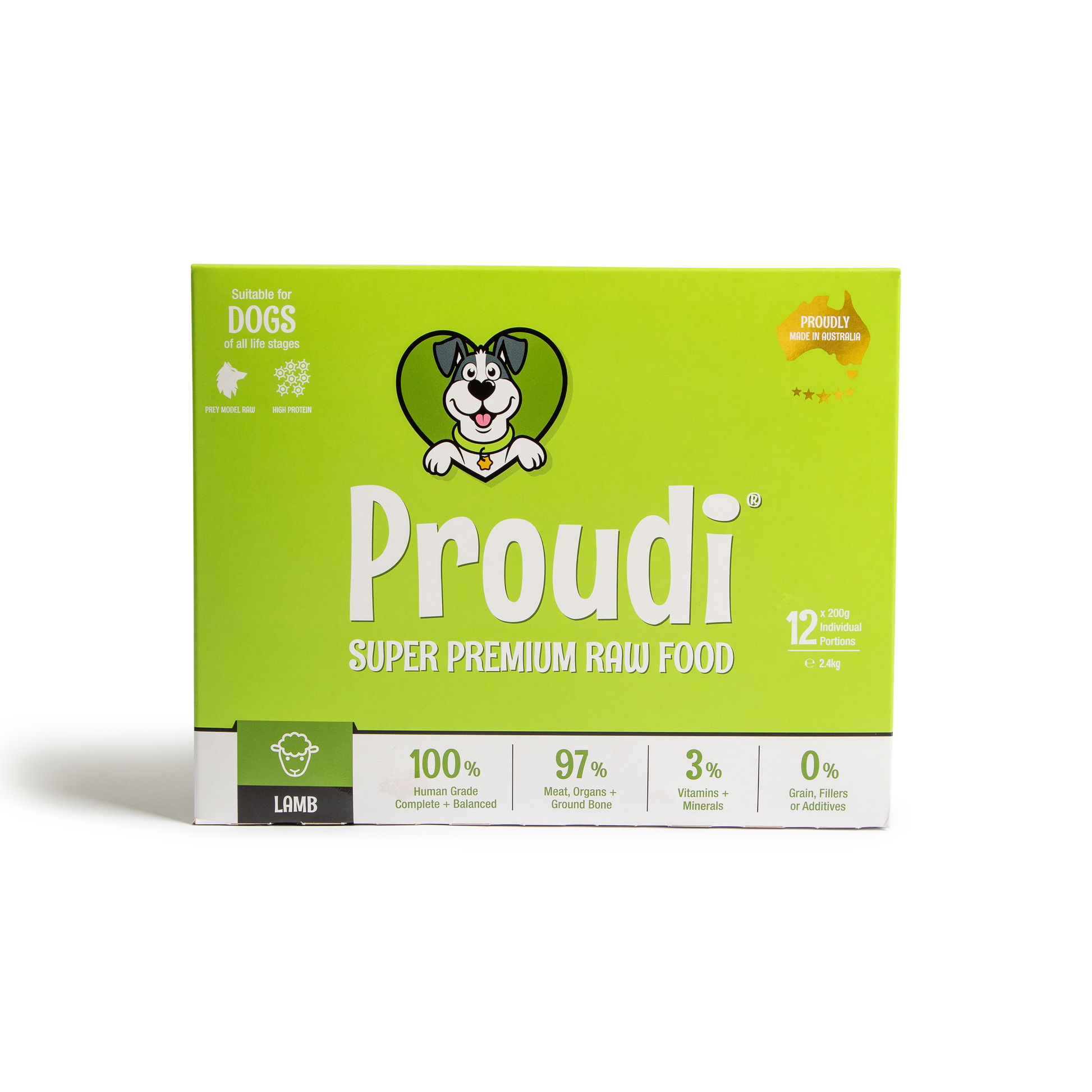 Proudi Lamb Dog Food Raw 2.4KG