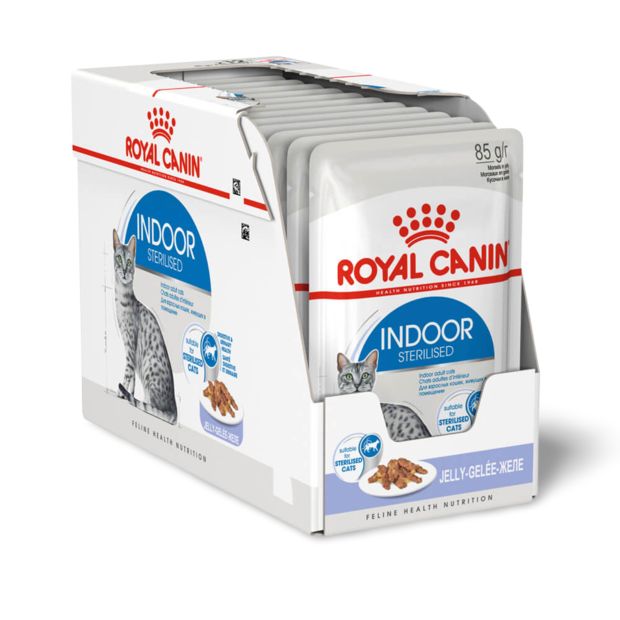 ROYAL CANIN Indoor Adult Jelly Wet Cat Food Pouch 85gx12