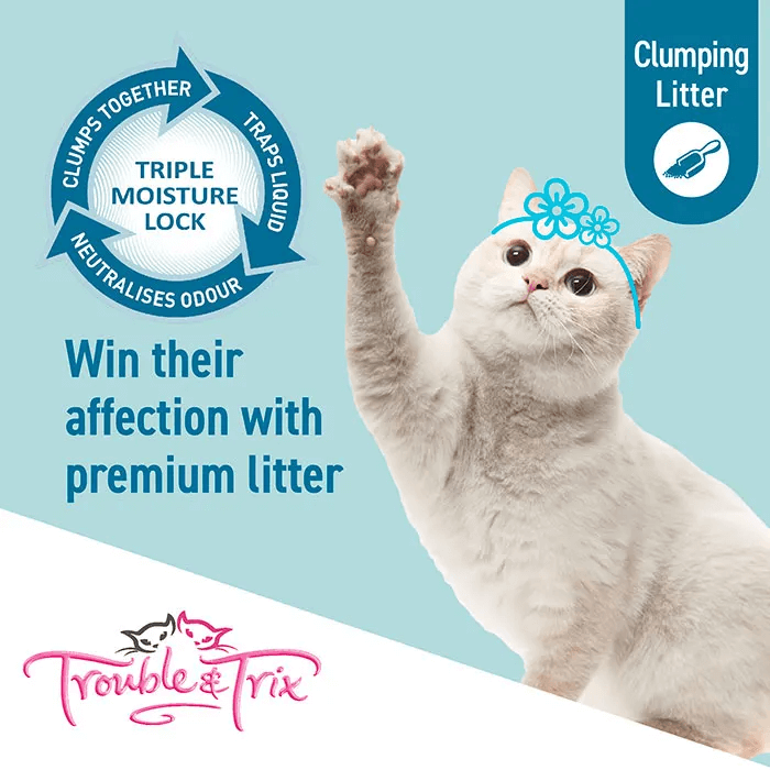 touble and trix lightweight baking soda clumping cat litter 15l fresh floral scent triple moisture lock