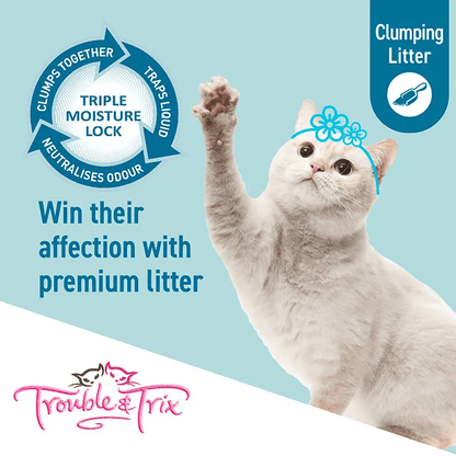 touble and trix lightweight baking soda clumping cat litter 15l fresh floral scent triple moisture lock