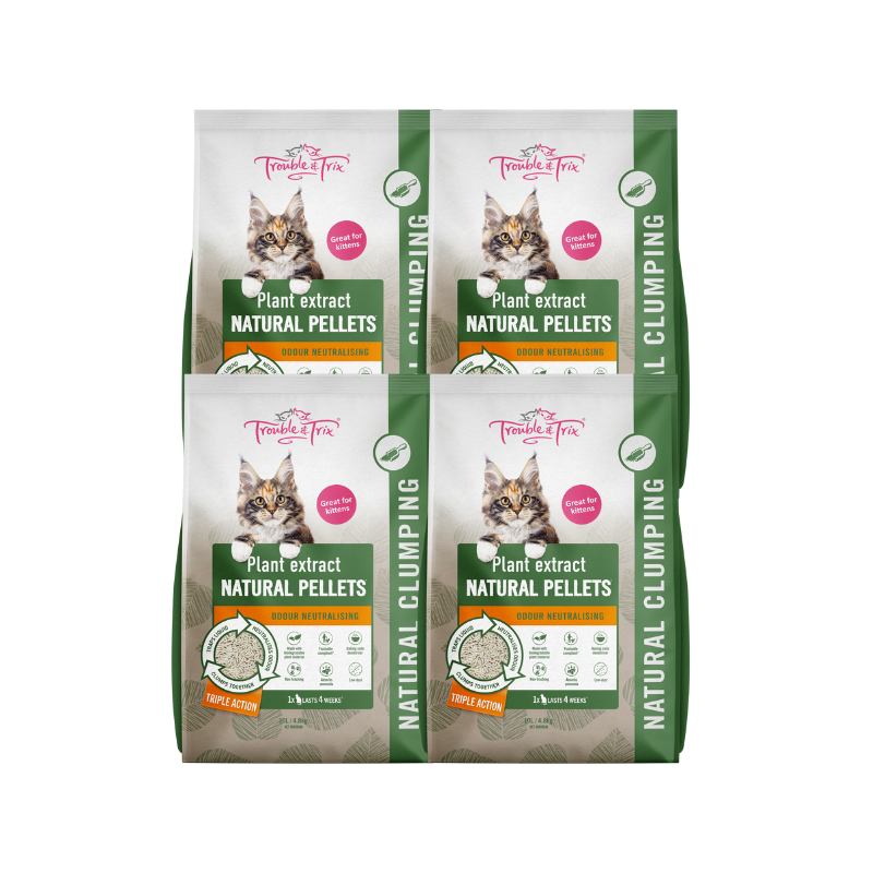 Trouble & Trix Natural Pellets Cat Litter 10L x 4 Pack
