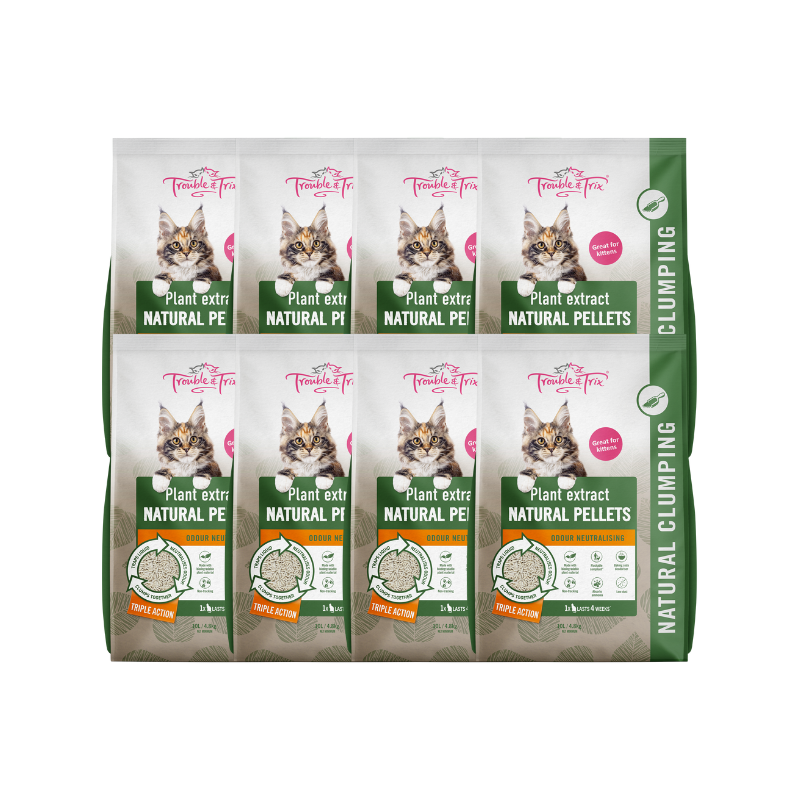 Trouble & Trix Natural Pellets Cat Litter 10L x 8 Pack
