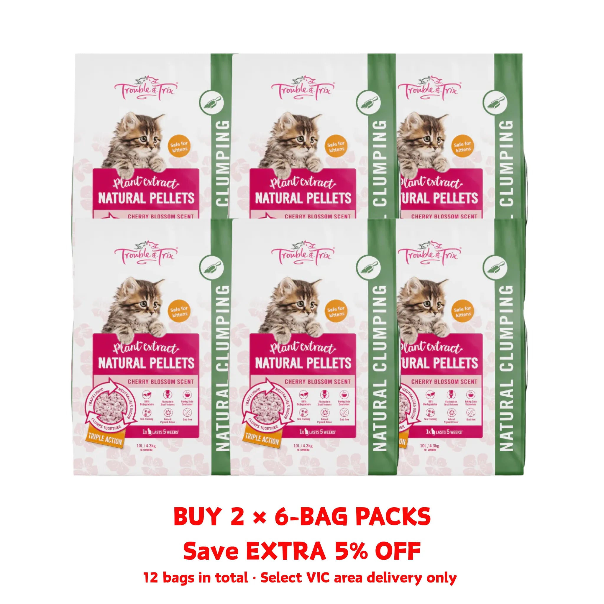 Trouble and Trix Natural Tofu Cherry Blossom Cat Litter