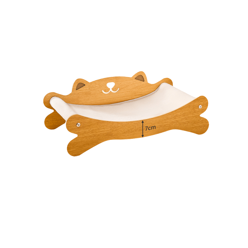 wooden cat scratcher bed with curved scratching mat for indoor cats