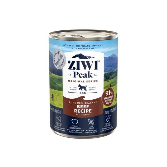 ziwi peak grain free beef wet dog food canned 390g