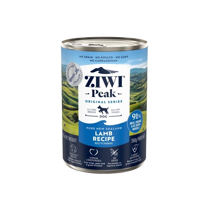 ziwi peak grain free lamb wet dog food canned 390g