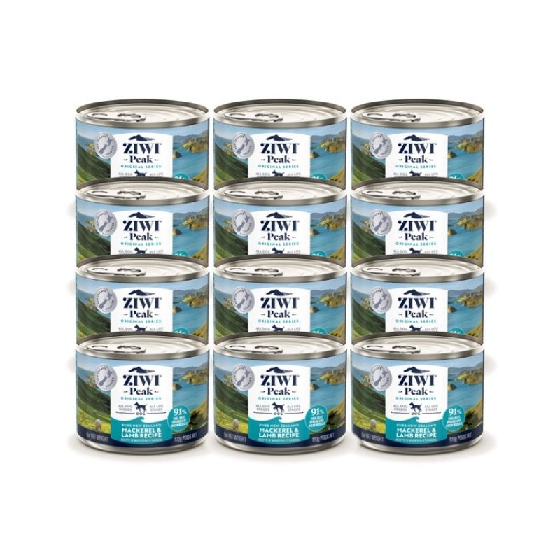 ziwi peak grain free mackerel and lamb wet dog food canned 170gx12