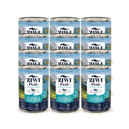 ziwi peak grain free mackerel and lamb wet dog food canned 390gx12