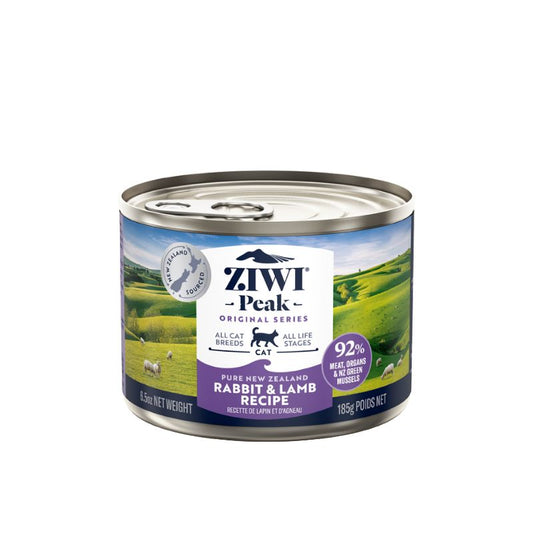 ziwi peak grain free rabbit and lamb wet cat food canned 185g