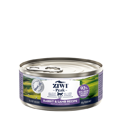 ziwi peak grain free rabbit and lamb wet cat food canned 85g