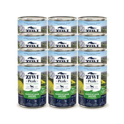 ziwi peak grain free tripe and lamb wet dog food canned 390gx12