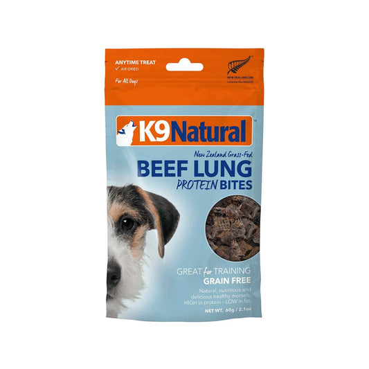 K9 Natural Dog Treats Air Dried Beef Lung Protein Bites 60G - ADS Pet Store
