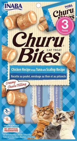 INABA CHURU BITES Chicken Wraps with Scallop Cat Treats 30G