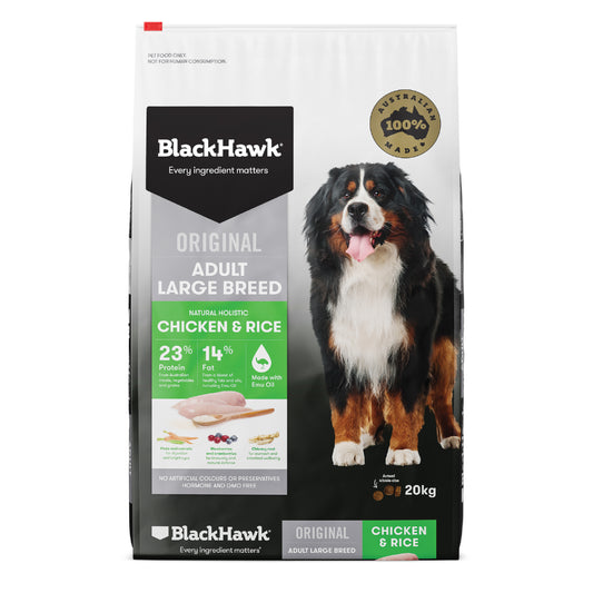 BLACK HAWK Large Breed Dry Dog Food Chicken & Rice 20KG - ADS Pet Store