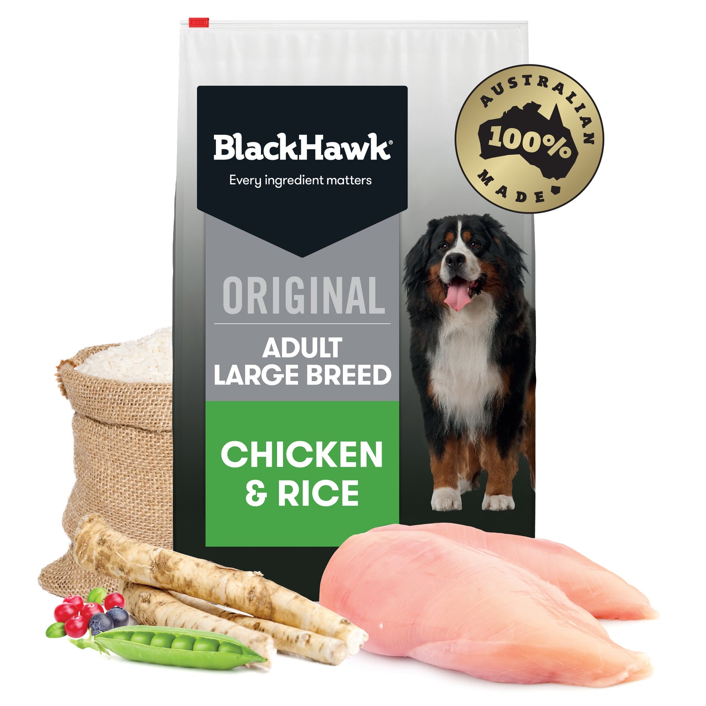 BLACK HAWK Large Breed Dry Dog Food Chicken & Rice 20KG - ADS Pet Store