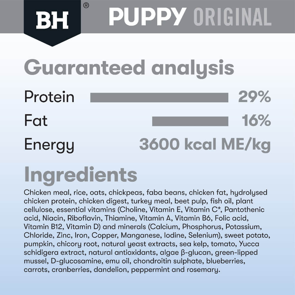 BLACK HAWK Large Breed Puppy Dry Dog Food Chicken & Rice guaranteed analysis and ingredients
