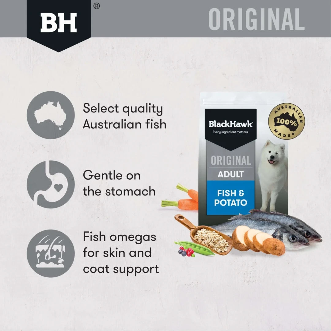 Black Hawk Dry Dog Food Adult Fish & Potato features