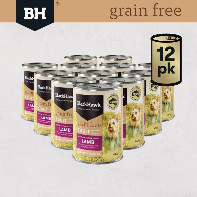 Black Hawk Grain Free Adult Wet Dog Food Lamb 400gx12