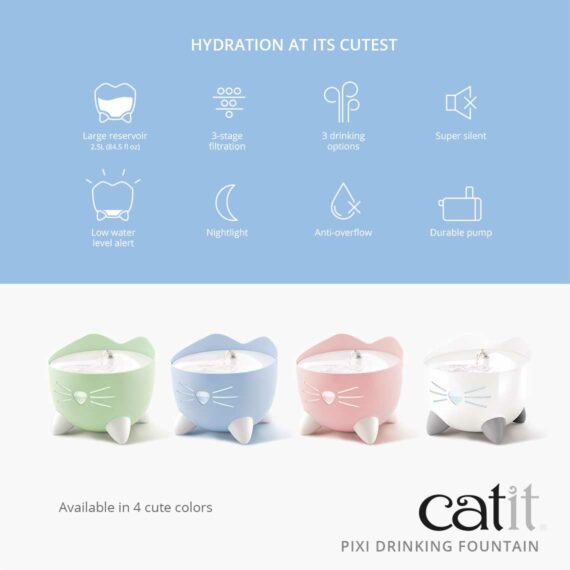 CATIT  Pixi Water Fountain for Cat Light blue 2.5L features