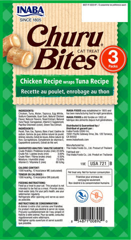 INABA CHURU BITES Chicken Wraps with Tuna Cat Treats 30G