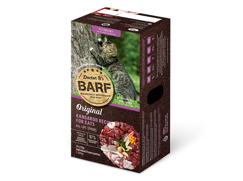Doctor B's Barf Frozen Raw Kangaroo Cat Food 115G x 12 - ADS Pet Store