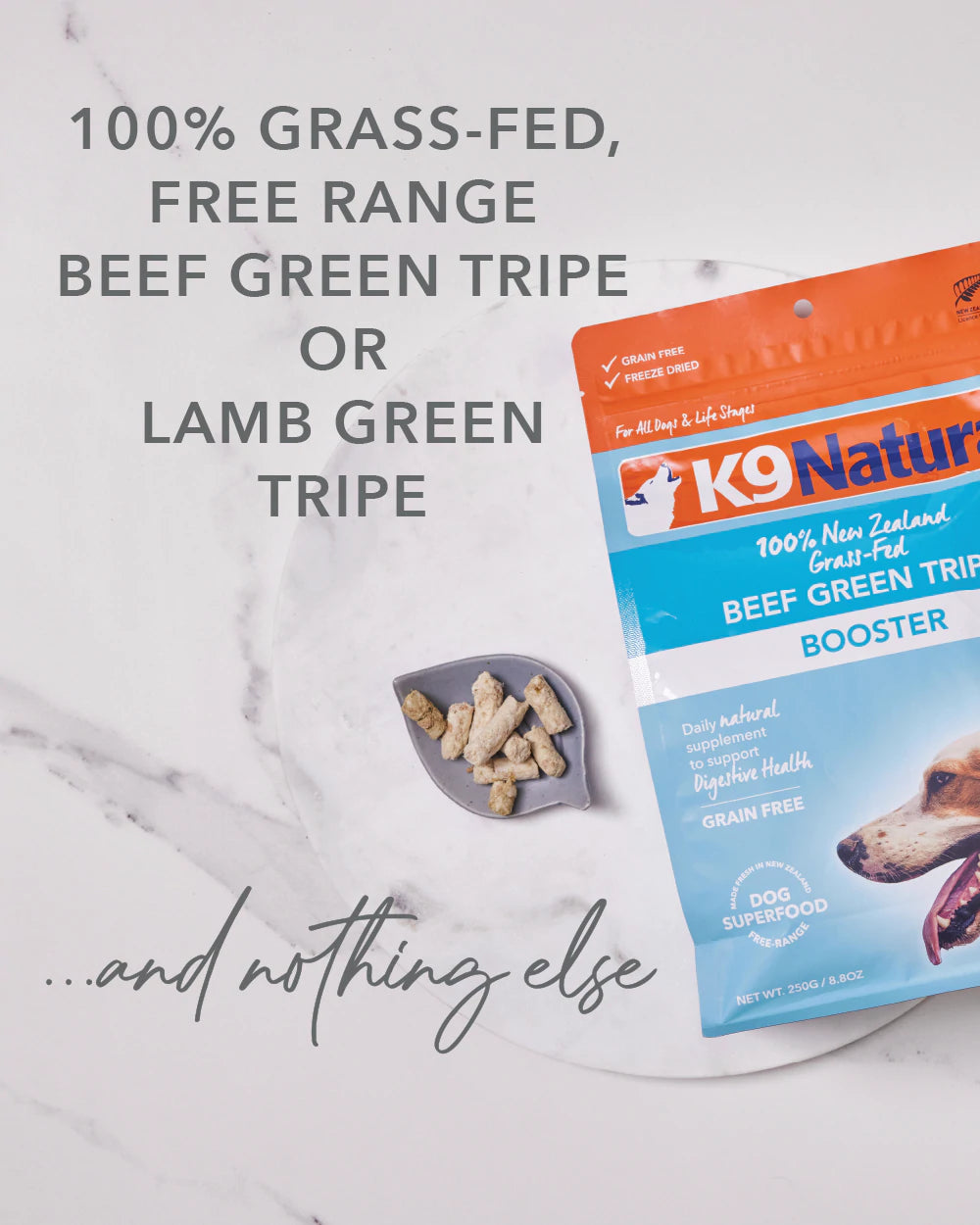 K9 Natural Freeze Dried Beef Green Tripe Booster 250G - ADS Pet Store