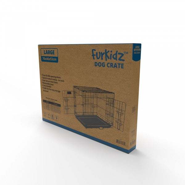 Furkidz Wire Dog Cage - Black 92 x 63 x 57cm - ADS Pet Store