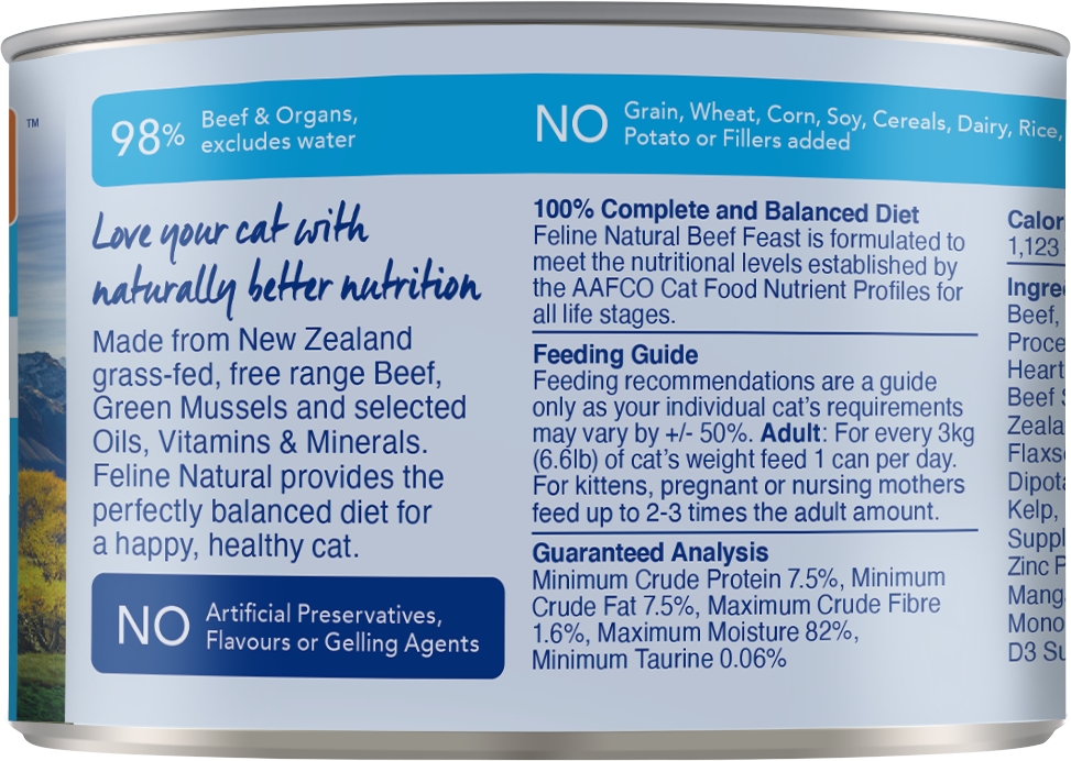 Feline Natural Cat Beef Feast Canned 170G - ADS Pet Store