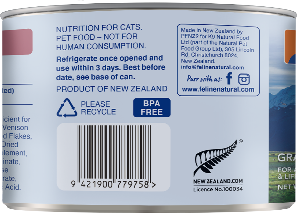 Feline Natural Cat Chicken Venison Canned 170G - ADS Pet Store