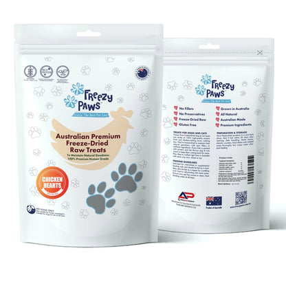 Freezy Paws Freeze-Dried Chicken Heart Raw Treats for Pet Cat Dog 100G - ADS Pet Store