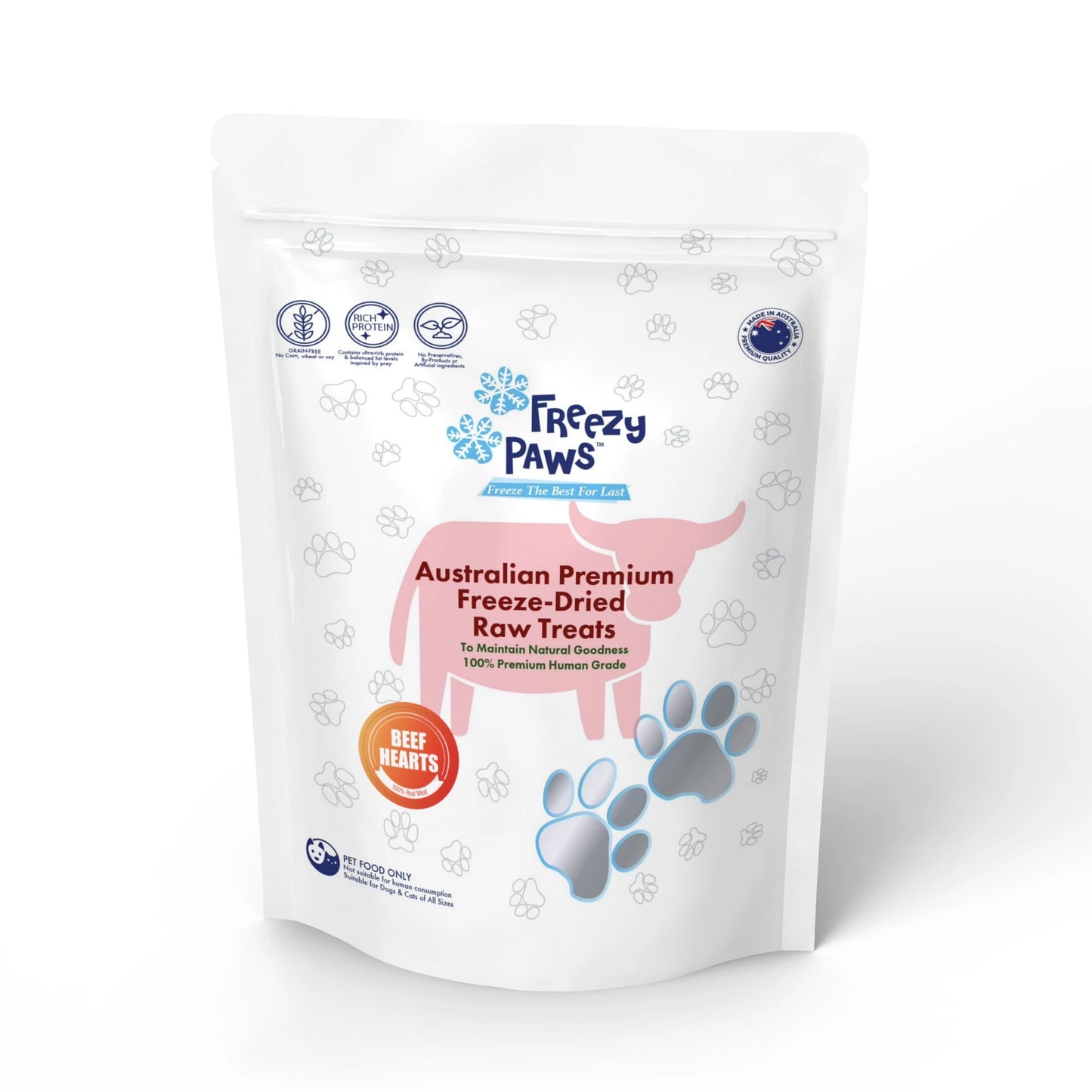 Freezy Paws Freeze-Dried Beef Heart Raw Treats for Pet Cat Dog 100G - ADS Pet Store