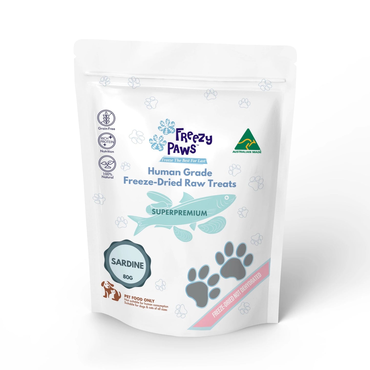 Freezy Paws Freeze-Dried Dogs & Cats Treats Raw Whole Sardine 80G - ADS Pet Store