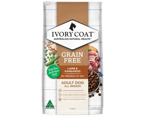 Ivory Coat Grain Free Dry Dog Food Adult Lamb and Kangaroo 13kg