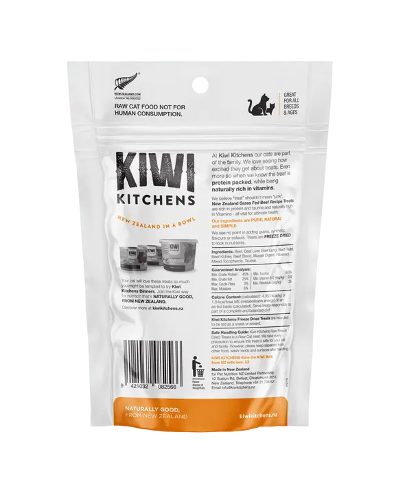 Kiwi Kitchens Raw Freeze Dried Beef Cat treats 30G