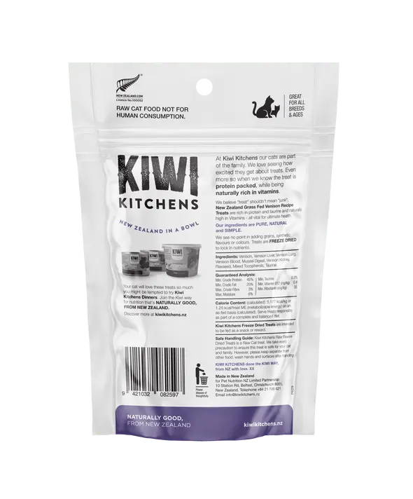 Kiwi Kitchens Raw Freeze Dried Vension Cat treats 30G