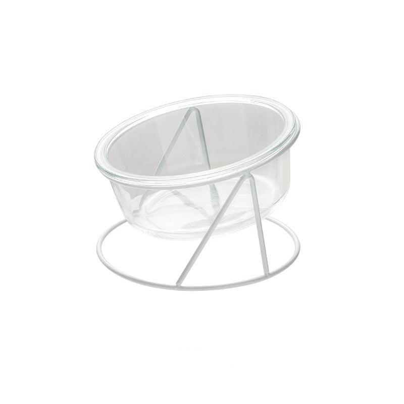 Single Glass Bowl With Holder 600ML - 15x10.5cm - ADS Pet Store