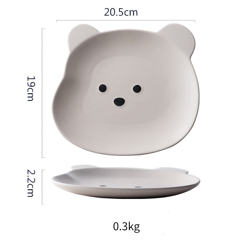 Bear Print Ceramic Plate Bowl 8inch - 20.5x19.2x2.2cm - ADS Pet Store