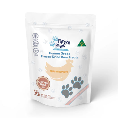 Freezy Paws Freeze-Dried Chicken Neck Raw Treats for Pet Cat Dog 100g - ADS Pet Store