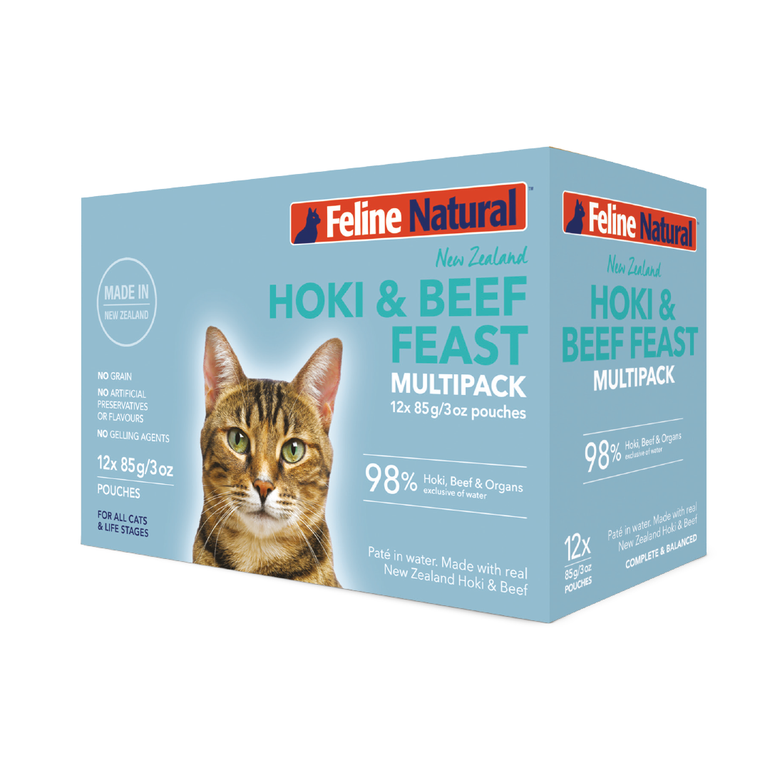 FELINE NATURAL Hoki & Beef Multipack 12PK - ADS Pet Store