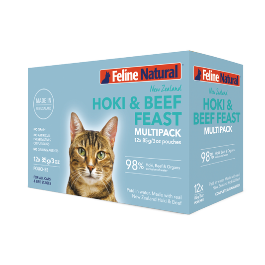 FELINE NATURAL Hoki & Beef Multipack 12PK - ADS Pet Store