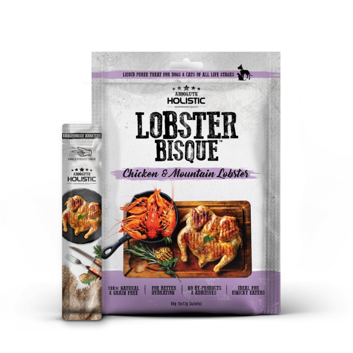 Absolute Holistic Natural Cat & Dog Treats Caviar Bisque Chicken & Mountain Lobster 60g