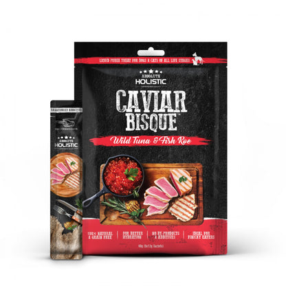 Absolute Holistic Natural Cat & Dog Treats Caviar Bisque Wild Tuna & Fish Roe 5x12G - ADS Pet Store