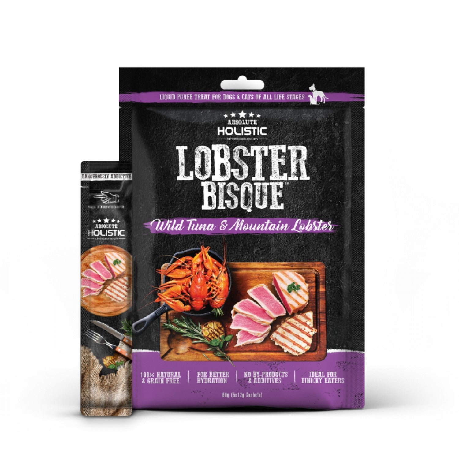 Absolute Holistic Natural Cat & Dog Treats Caviar Bisque Wild Tuna & Mountain Lobster 60g
