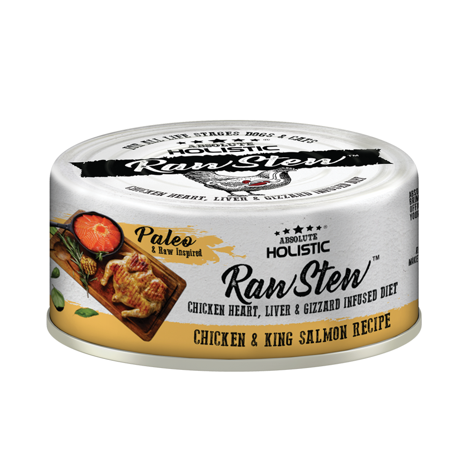 Absolute Holistic Raw Stew Chicken and King Salmon Dog & Cat Wet Food 80G single can