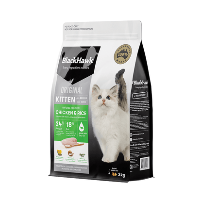 Black Hawk Dry Cat Food Kitten Chicken And Rice 3KG - ADS Pet Store