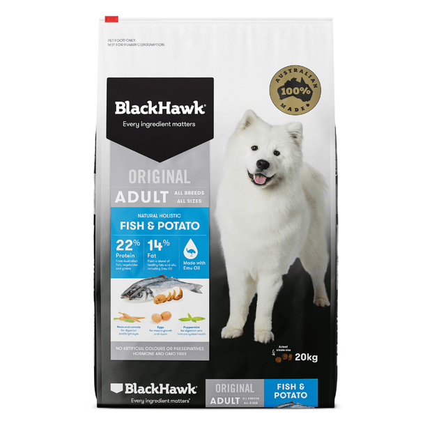 Black Hawk Dry Dog Food Adult Fish & Potato 20KG - ADS Pet Store