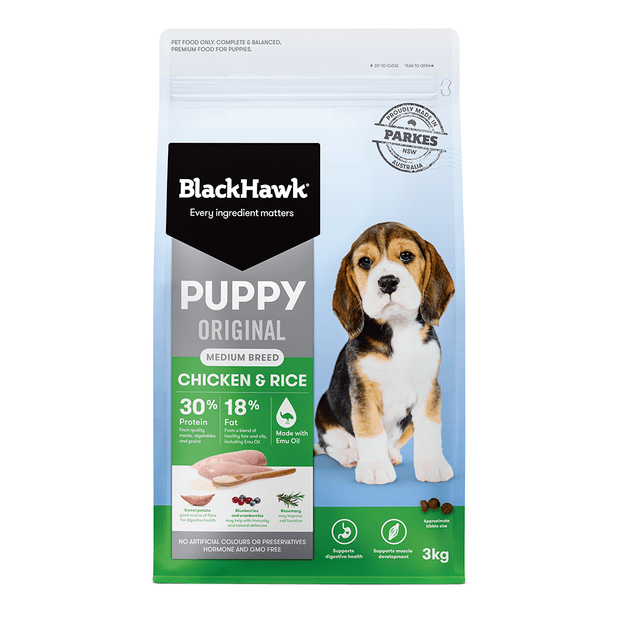 Black Hawk Original Medium Puppy Dry Dog Food Chicken & Rice